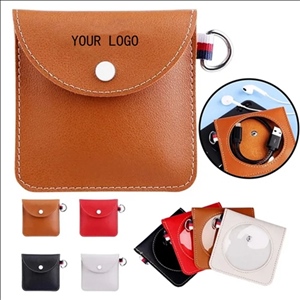 PU Leather Ring Pouch Data Cable Storage Bag